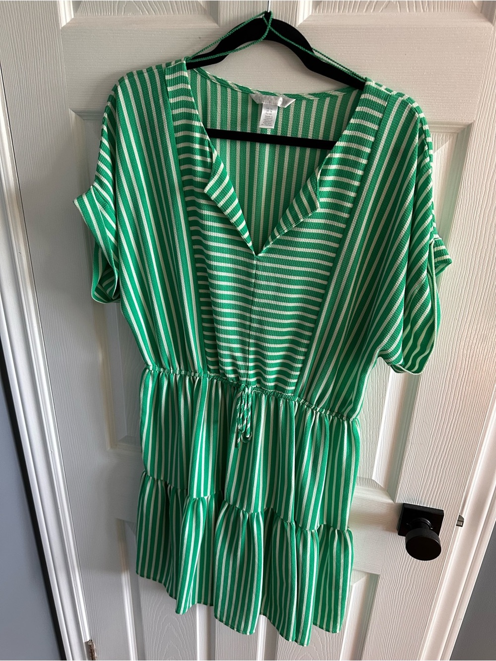 Green and White Striped Dress